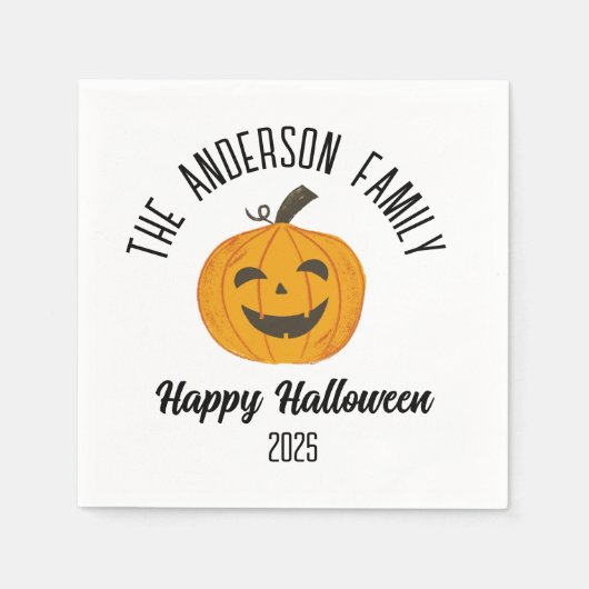 Halloween Lächeln Pumpkin Face Personalisierter Na Serviette (Vorderseite)