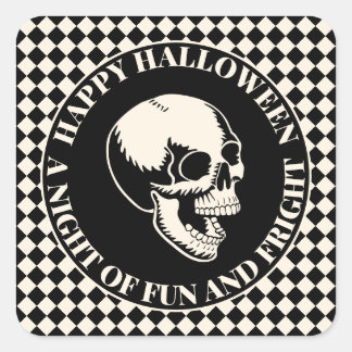 Halloween Lachende Schädel Spaß und Schrecken Quadratischer Aufkleber