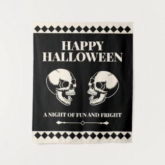Halloween Lachende Schädel Spaß und Schrecken Wandteppich