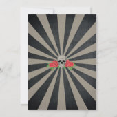 Halloween laden Schädel-Rosen-rotes Zirkus-Party Einladung (Rückseite)