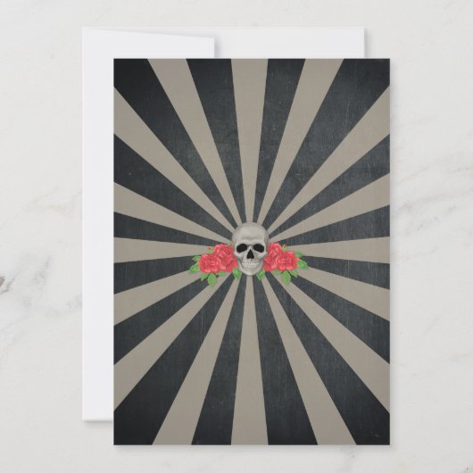 Halloween laden Schädel-Rosen-rotes Zirkus-Party Einladung (Rückseite)