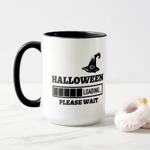 Halloween lädt bitte warten Text schwarz und weiß Tasse