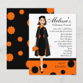 Halloween Lady Einladung (Vorne/Hinten)