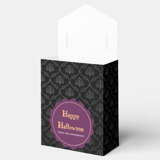 Halloween Lady Hexe mit Lila, schwarz-langes Kleid Geschenkschachtel (Geöffnet)