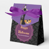 Halloween Lady Hexe mit Lila, schwarz-langes Kleid Geschenkschachtel (Vorderseite)