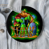 Halloween Lady Scarecrow Pumpkin Head RIP Bats Button (Beispiel)