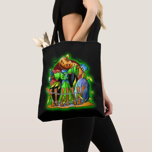 Halloween Lady Scarecrow Pumpkin Head RIP Bats Tasche (Von Nahem)