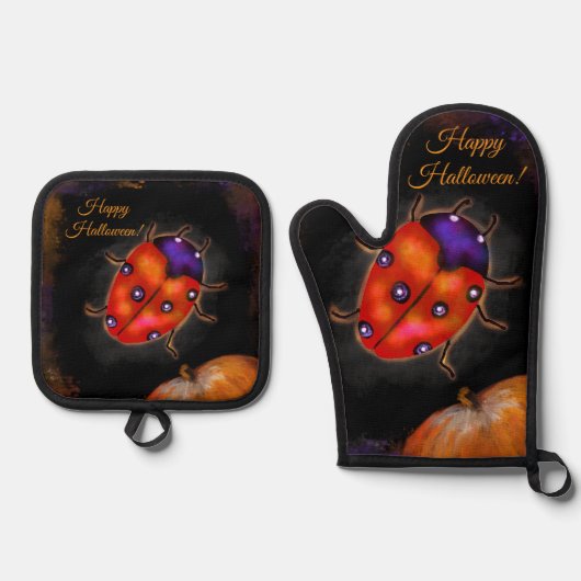 Halloween Ladybug Ofenhandschuh & Topflappen-Set (Vorderseite)