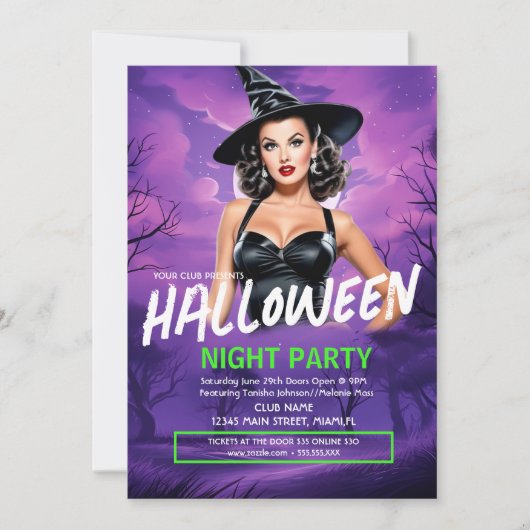 Halloween Ladys Night Club Bar Einladung (Vorderseite)