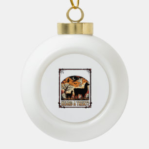 Halloween-Lama-Shirt Grusel-Treat-Halloween-Grabku Keramik Kugel-Ornament