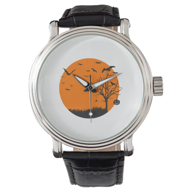 Halloween Landscape Halloween Design Armbanduhr (Vorderseite)