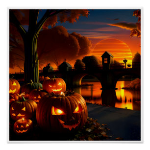 Halloween-Landschaft Poster