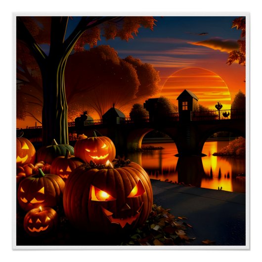 Halloween-Landschaft Poster (Vorderseite)