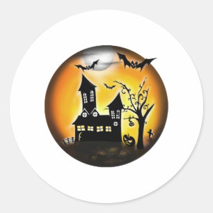 Halloween-Landschaft Runder Aufkleber