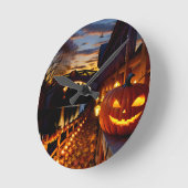 Halloween Landschaft Vier Runde Wanduhr (Winkel)
