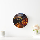 Halloween Landschaft Vier Runde Wanduhr (Zuhause)