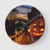Halloween Landschaft Vier Runde Wanduhr (Vorderseite)