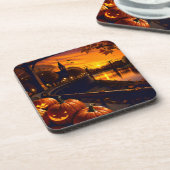Halloween Landschaft Zwei Getränkeuntersetzer (Linke Seite)