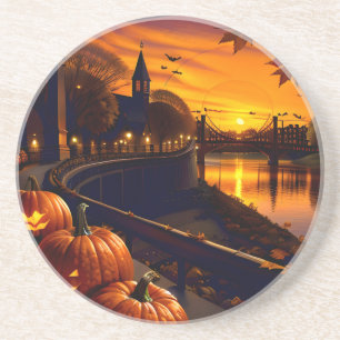 Halloween-Landschaft Zwei Getränkeuntersetzer
