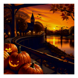 Halloween Landschaft Zwei Poster
