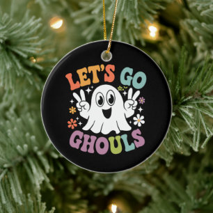 Halloween Lass uns gehen Ghoule Gespenst Retro Kos Keramik Ornament
