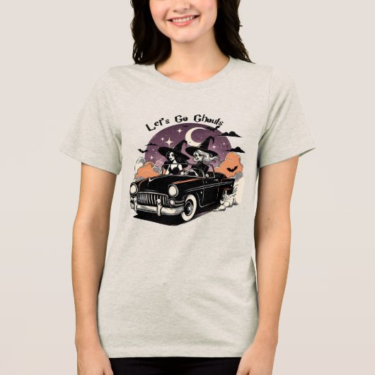 Halloween Lass uns Ghouls Hexen Road Trip gehen Tri-Blend Shirt (Vorderseite)