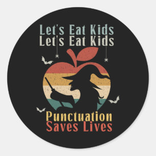 Halloween Lasse Kids Funny English Teacher Cost es Runder Aufkleber