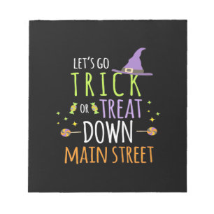 Halloween-Lassenden gehen trick oder behandeln Notizblock