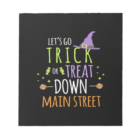 Halloween-Lassenden gehen trick oder behandeln Notizblock (Vorderseite)