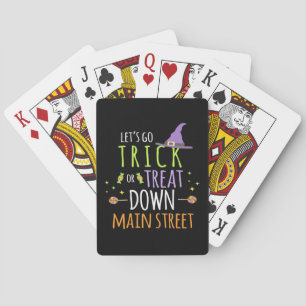 Halloween-Lassenden gehen trick oder behandeln Spielkarten