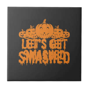Halloween Lasst Uns Zerschmettern Kürbis Fliese