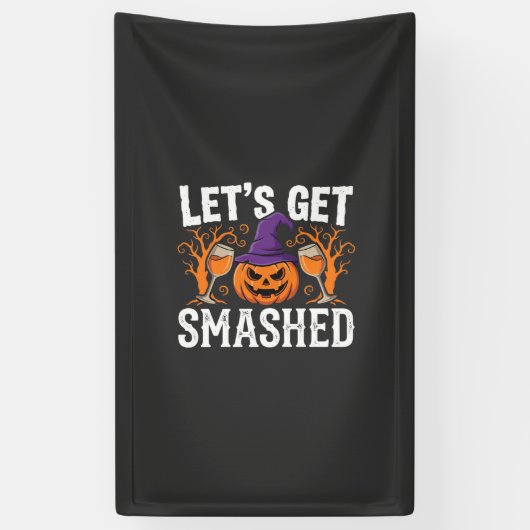 Halloween Lasst Uns Zerstören Kürbis Banner (Vertikal)