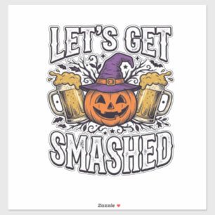 Halloween Lasst Uns Zerstören Kürbis Bier Aufkleber