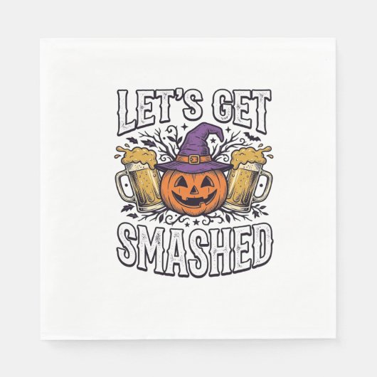 Halloween Lasst Uns Zerstören Kürbis Bier Serviette (Vorderseite)