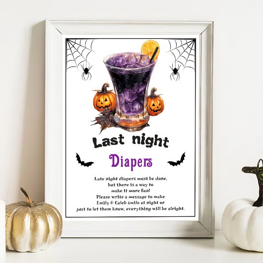 Halloween "Last Night Diapers" Baby Showspiel Poster