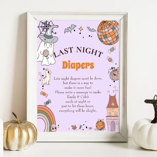 Halloween "Last Night Diapers" Baby Showspiel Poster