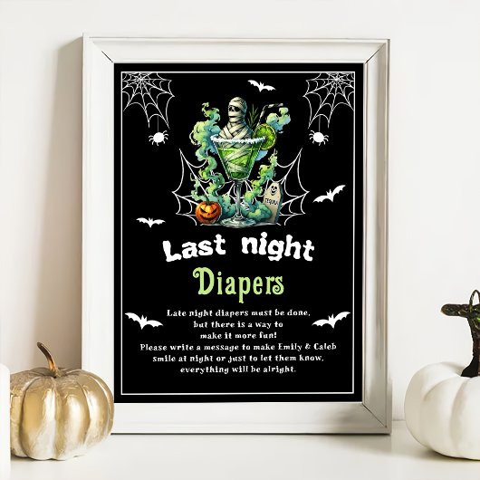 Halloween "Last Night Diapers" Baby Showspiel Poster