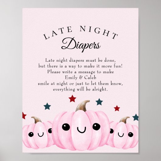 Halloween Late Night Diapers Baby Shower Game Poster (Vorne)