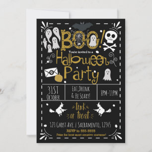 Halloween-Launige-Handgezeichnete-Kostüm-Party Einladung