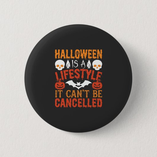 Halloween-Lebensstil Fledermaus-Kürbis-Typografie- Button (Vorderseite)