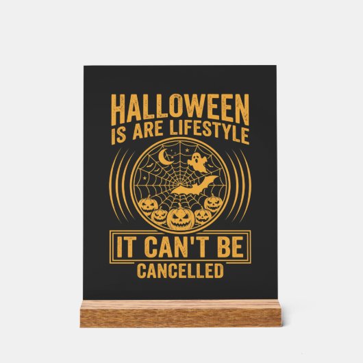 Halloween-Lebensstil Fledermaus Spinnennetz Design Acrylschild (Vorderseite)