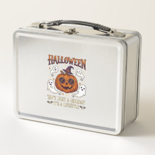 Halloween-Lebensstil-Kürbis-Sonnenbrille Hexenhut Metall Brotdose