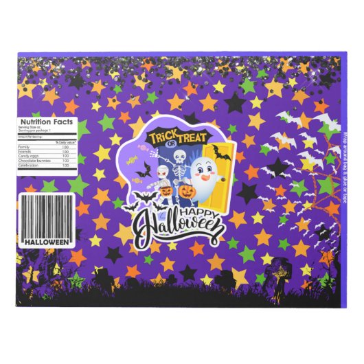 Halloween Leckerei Chip Bag Wrappers Gastgeschenke Notizblock (Vorderseite)