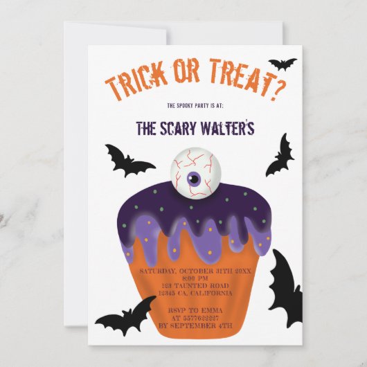 Halloween-Leckerei oder Trick-Augapack-Cake-Party Einladung (Vorderseite)