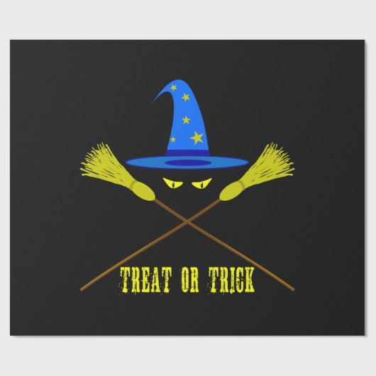 Halloween Leckerei oder Trick Black Geschenkpapier (Flach)