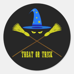 Halloween Leckerei oder Trick Black Runder Aufkleber