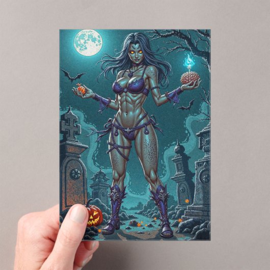 Halloween Leckerei oder Zombie Girlfriend w Brains Acryleinladungen (Insitu (Handheld))