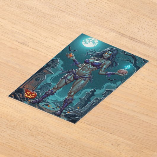 Halloween Leckerei oder Zombie Girlfriend w Brains Acryleinladungen (Ablage )