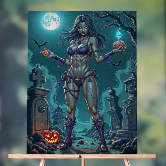 Halloween Leckerei oder Zombie Girlfriend w Brains Acrylschild (Neutral)