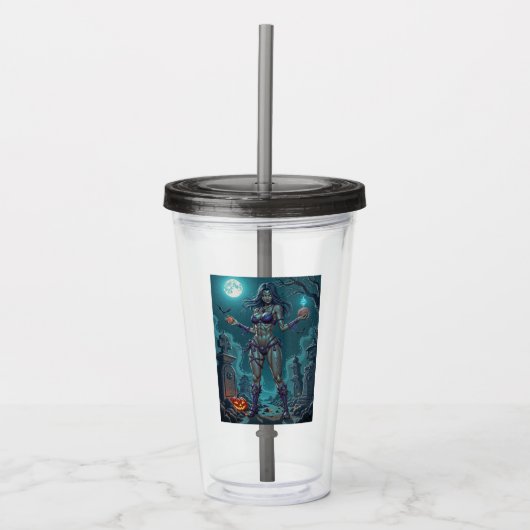 Halloween Leckerei oder Zombie Girlfriend w Brains Acryltrinkbecher (Vorderseite)